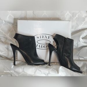 Steve Madden Black Peep-Toe Heeled Booties